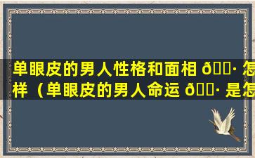 单眼皮的男人性格和面相 🌷 怎样（单眼皮的男人命运 🌷 是怎样的）